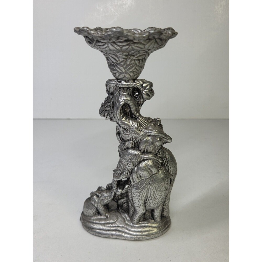 ARTHUR COURT Elephant Candlestick Holder Aluminum Hollowware Weighted 6" Rare